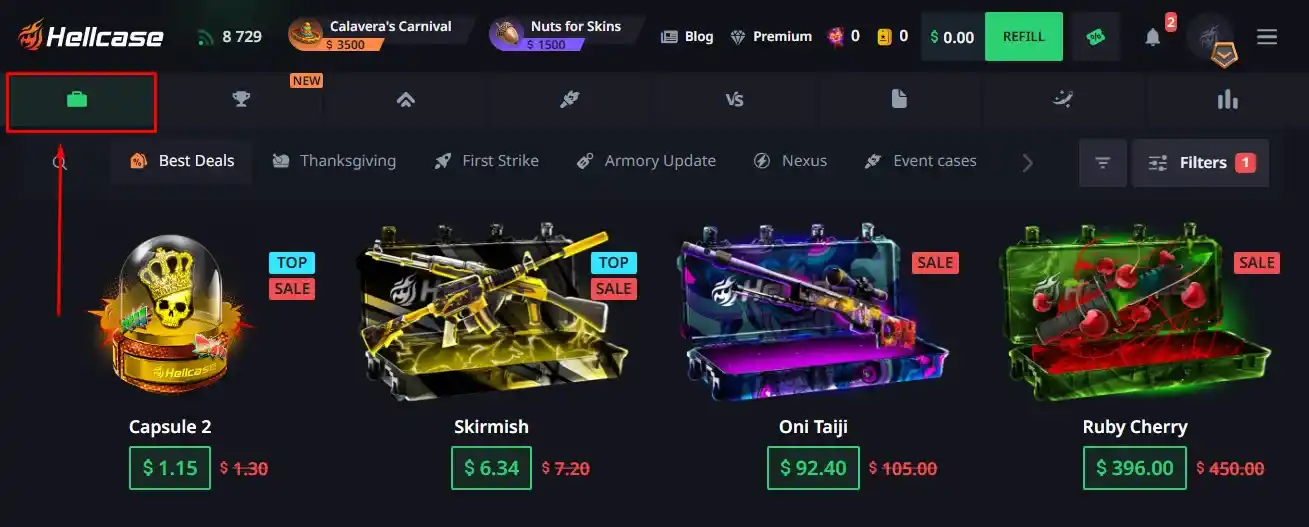 Once logged in, click on the “Cases”